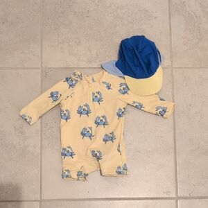 Cotton On Cream and Blue Crab Bodysuit with Hat
